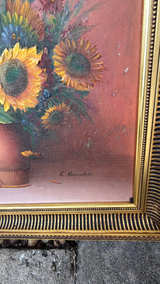C. Benolt Sunflowers Still Life Oil on Canvas Painting - Image 2
