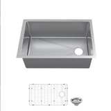 Stainless Steel Undermount Single Bowl Kitchen Sink with Grid and Strainer - Image 1