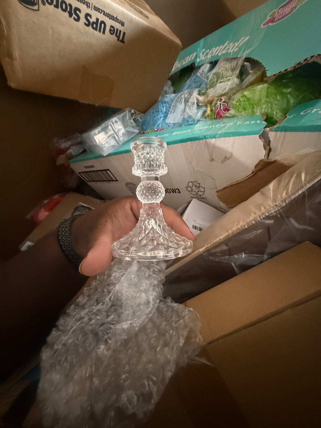 Crystal Glass Candlestick Holder