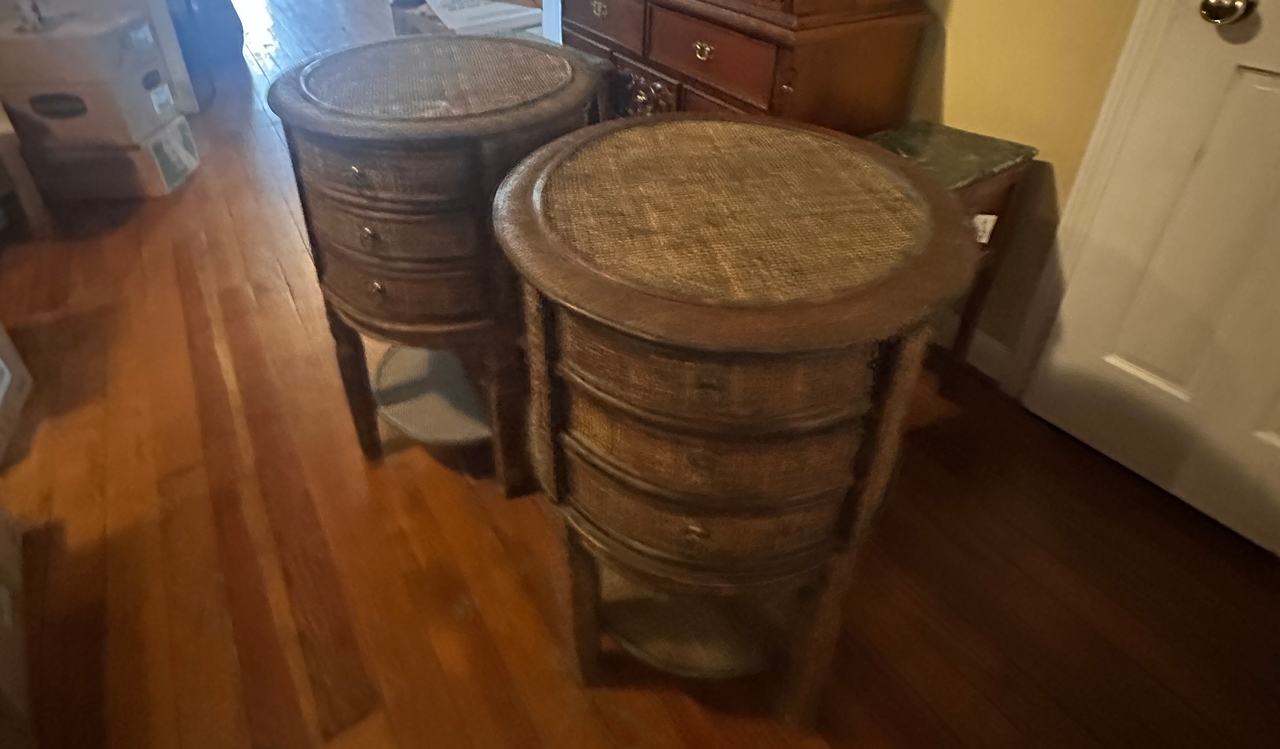 Round Wicker Nightstands