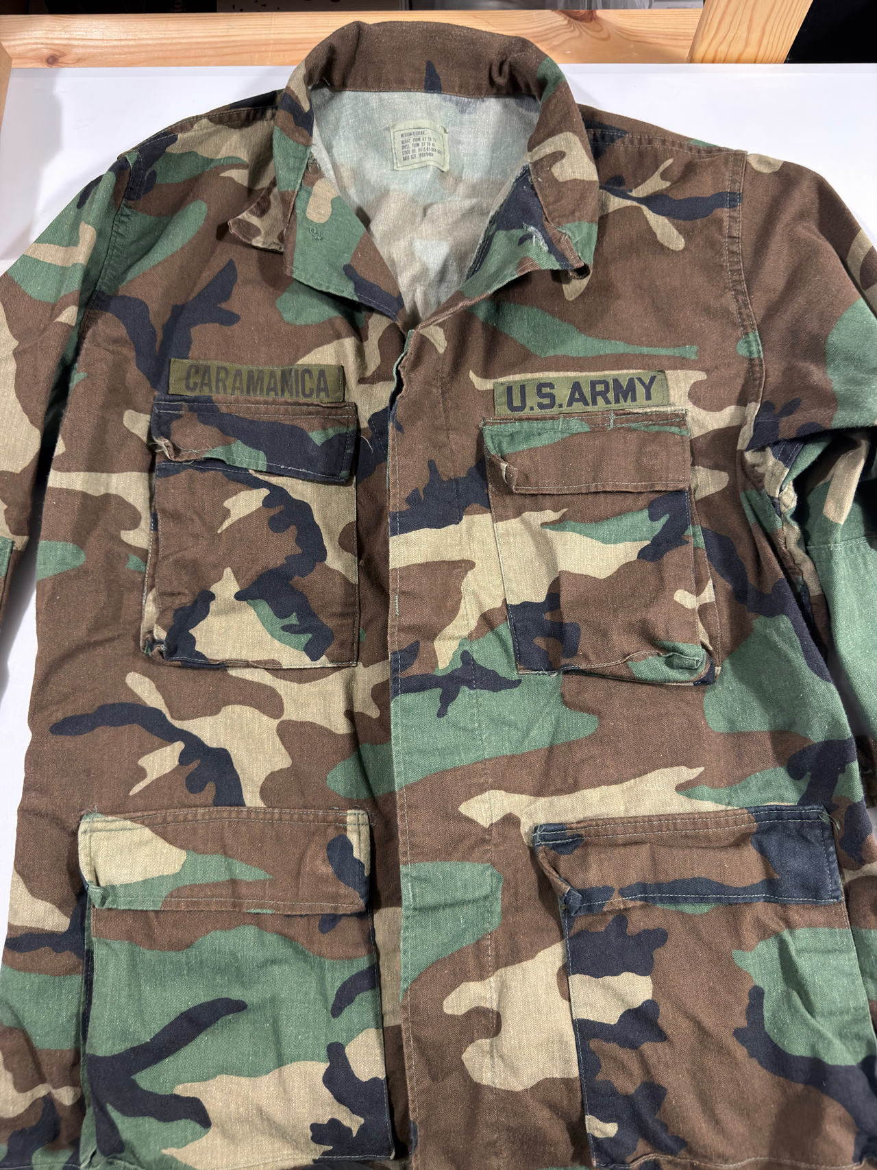 Vintage U.S. Army Woodland Camouflage BDU Jacket Military Combat Shirt Medium Re