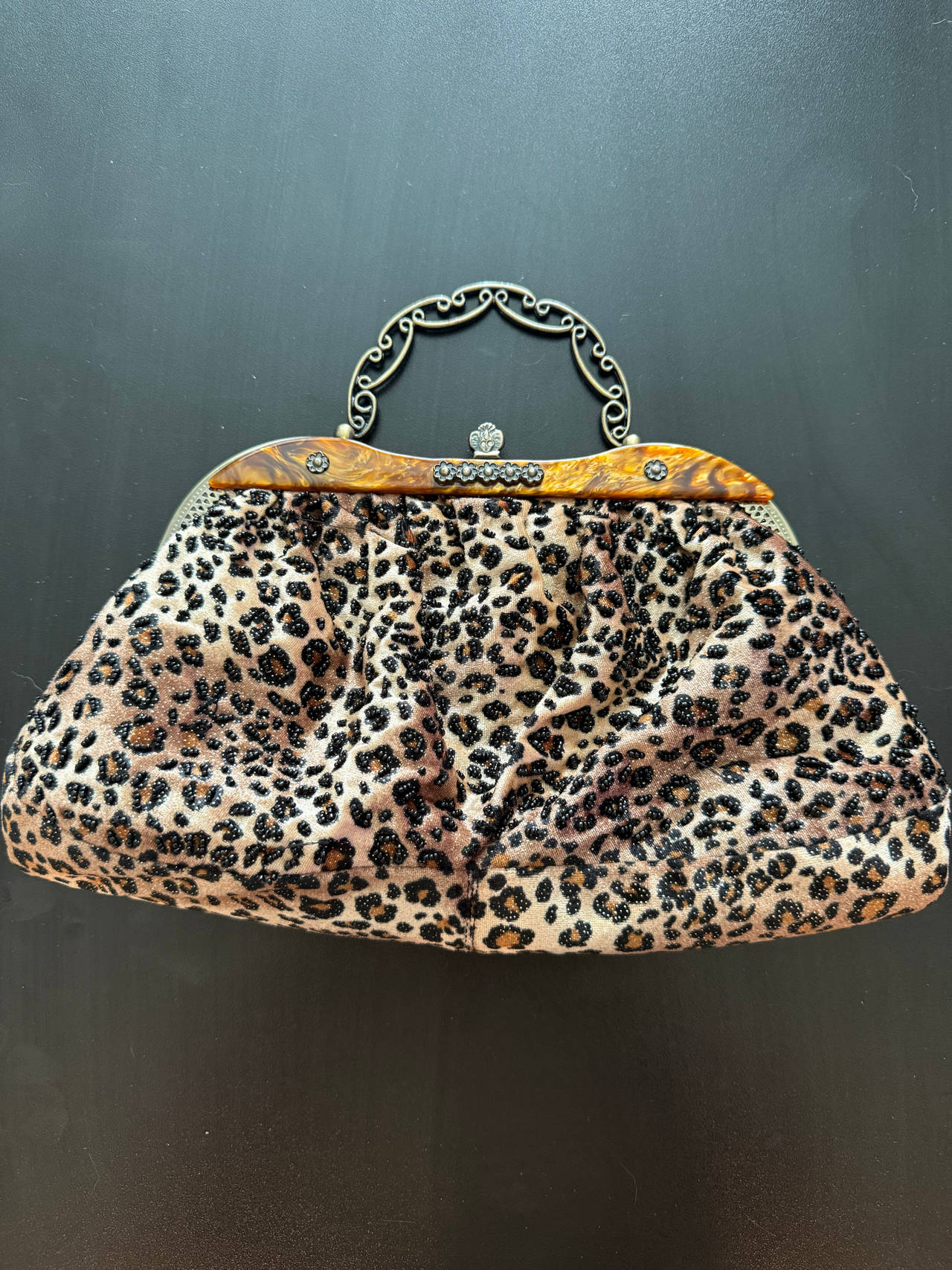 Vintage Leopard Print Evening Bag