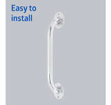 Medline Knurled Chrome 12” Grab Bar for Shower & Bathtub, Independence & Ease - Image 7