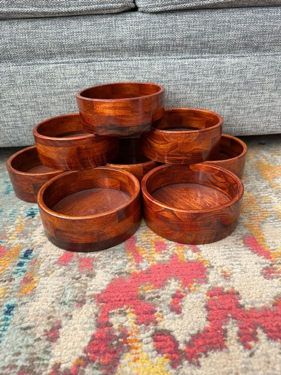 8 piece Wooden Salad Bowls