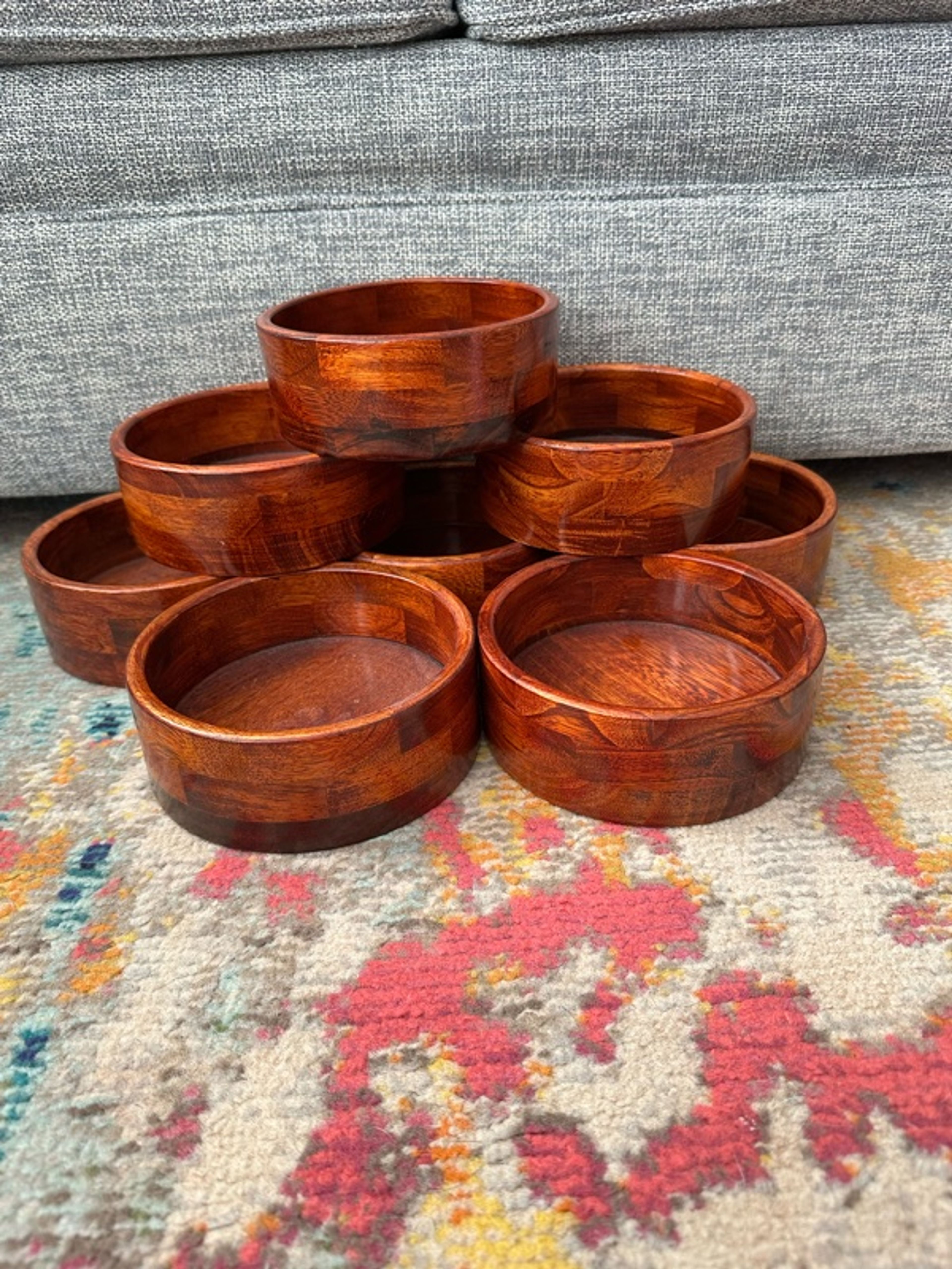 8 piece Wooden Salad Bowls