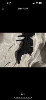 Black Suede Fringe Ankle Boots - Image 3