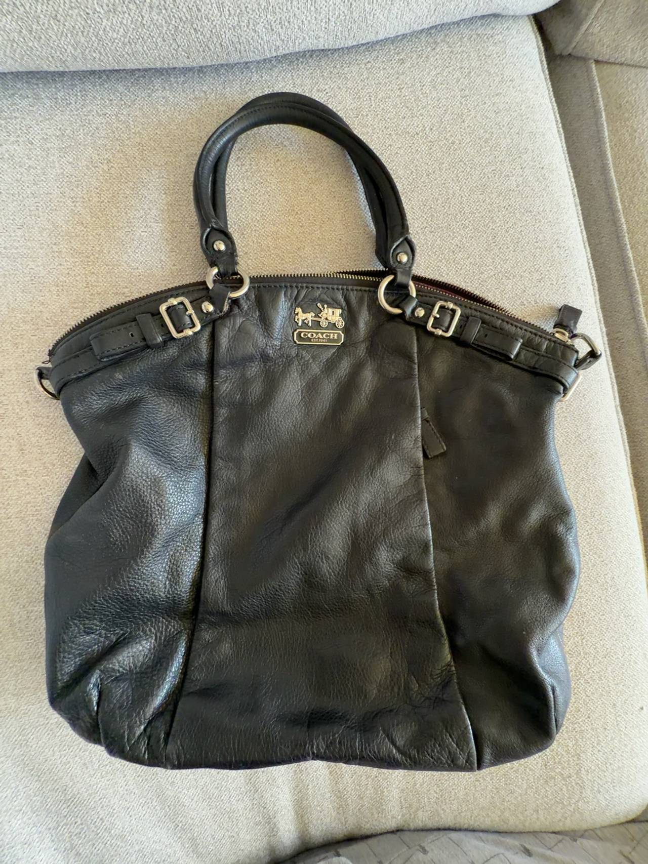 Coach Madison Lindsey Black Leather Satchel