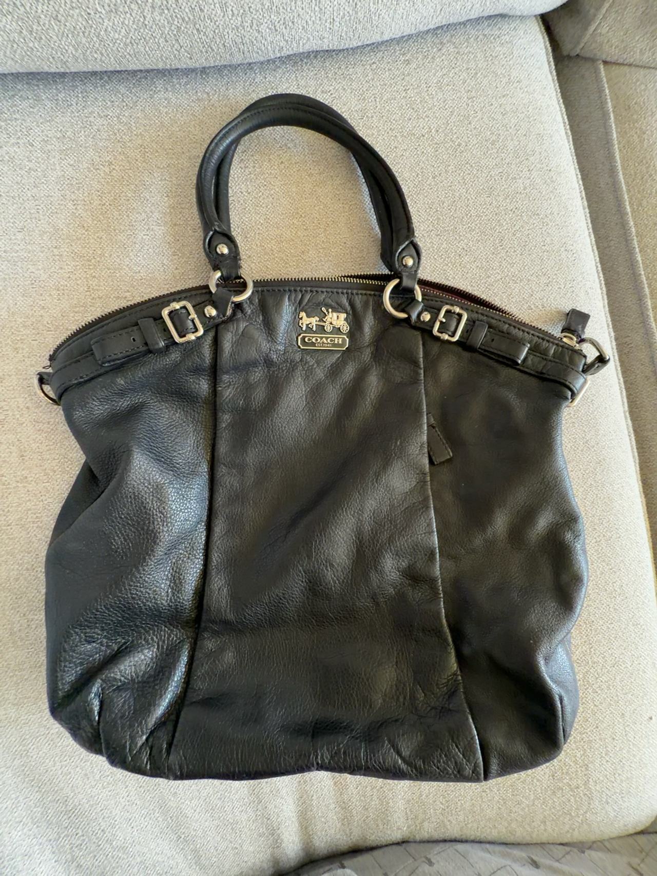 Coach Madison Lindsey Black Leather Satchel