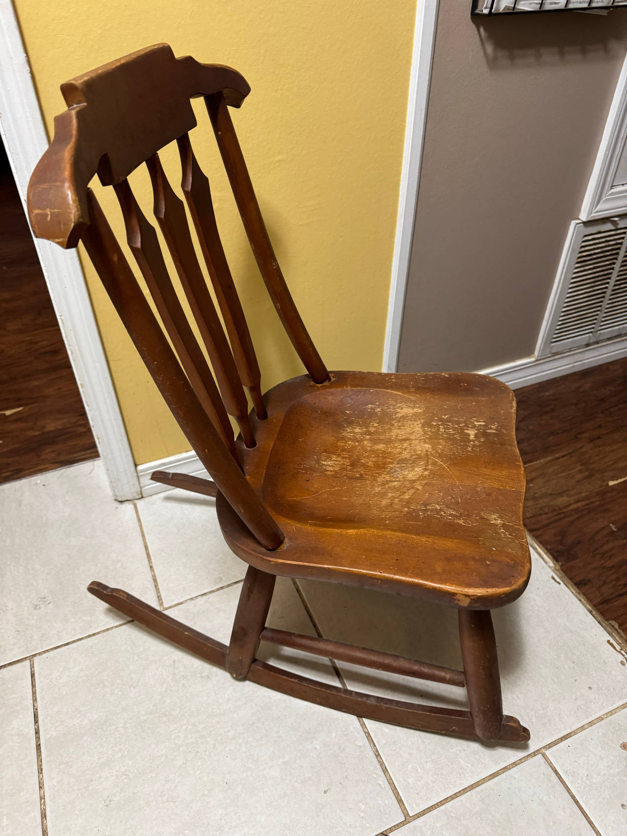 Vintage Wooden Rocking Chair with Hanger Back