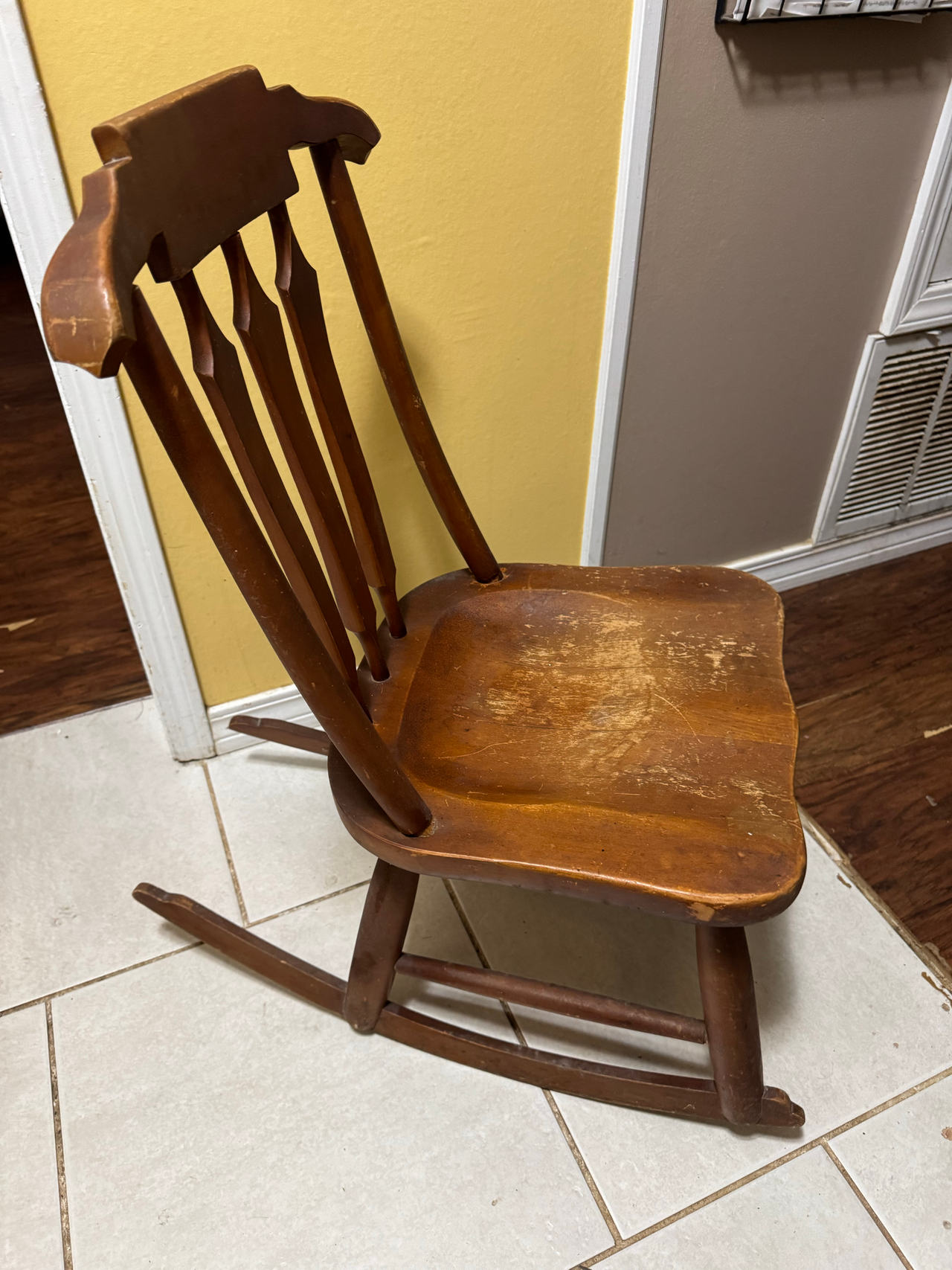 Vintage Wooden Rocking Chair with Hanger Back