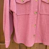 Hippie Rose Shirt Women’s Size M Button Down Long Sleeve Ribbed Blush Pink  - Image 3