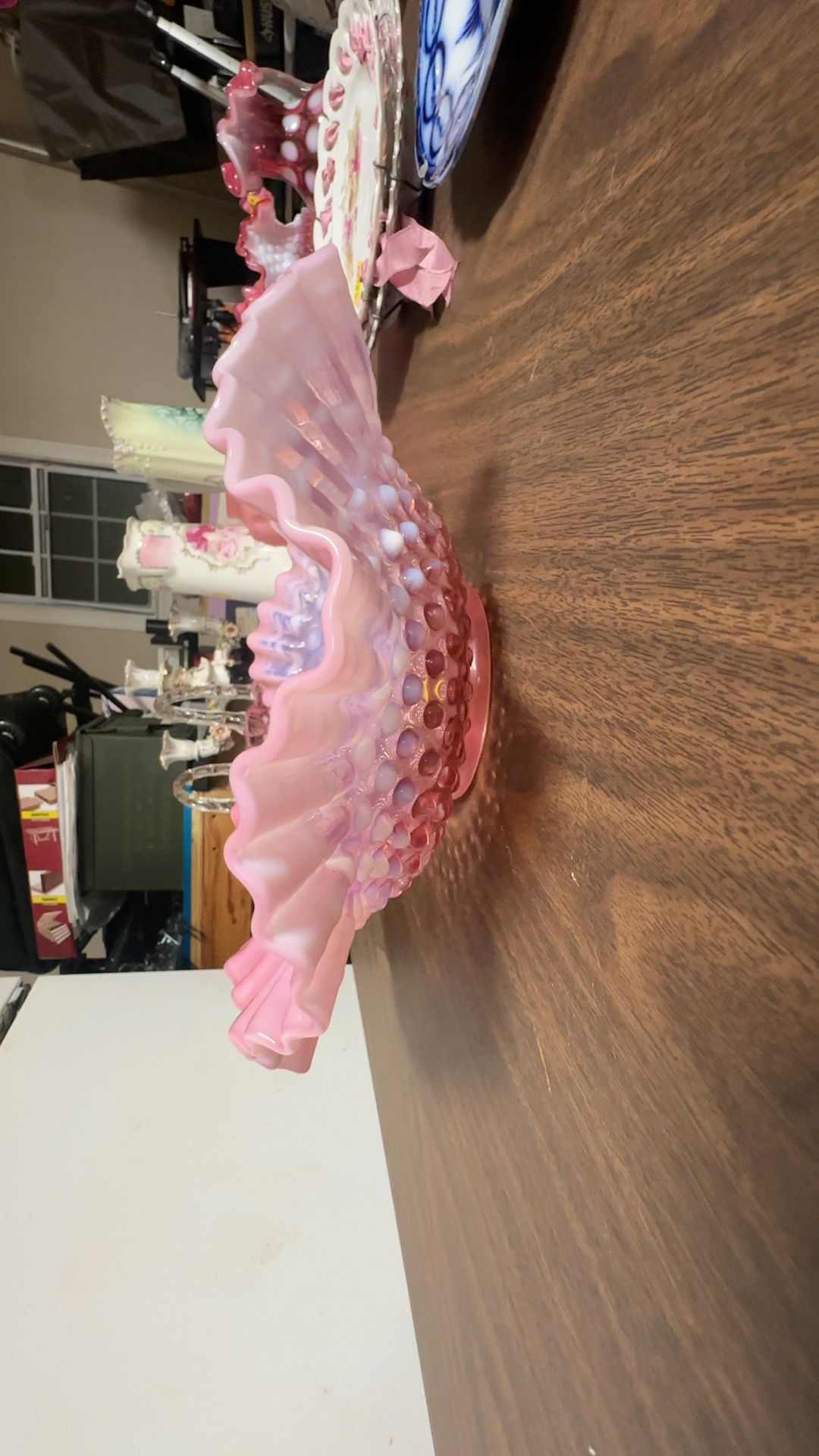 Fenton Cranberry Opalescent Hobnail Bowl