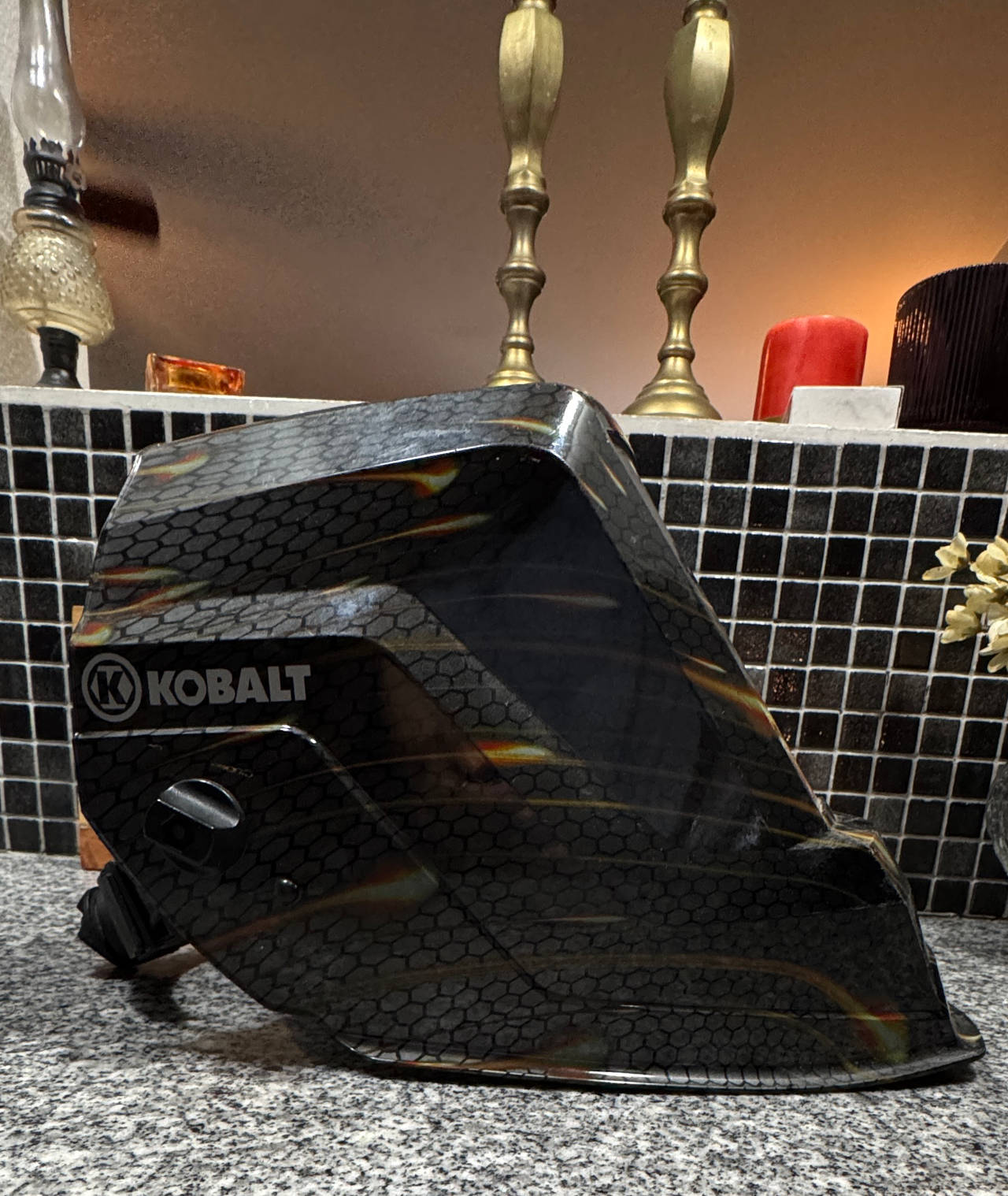 Kobalt Auto-Darkening Welding Helmet with Fire Graphics