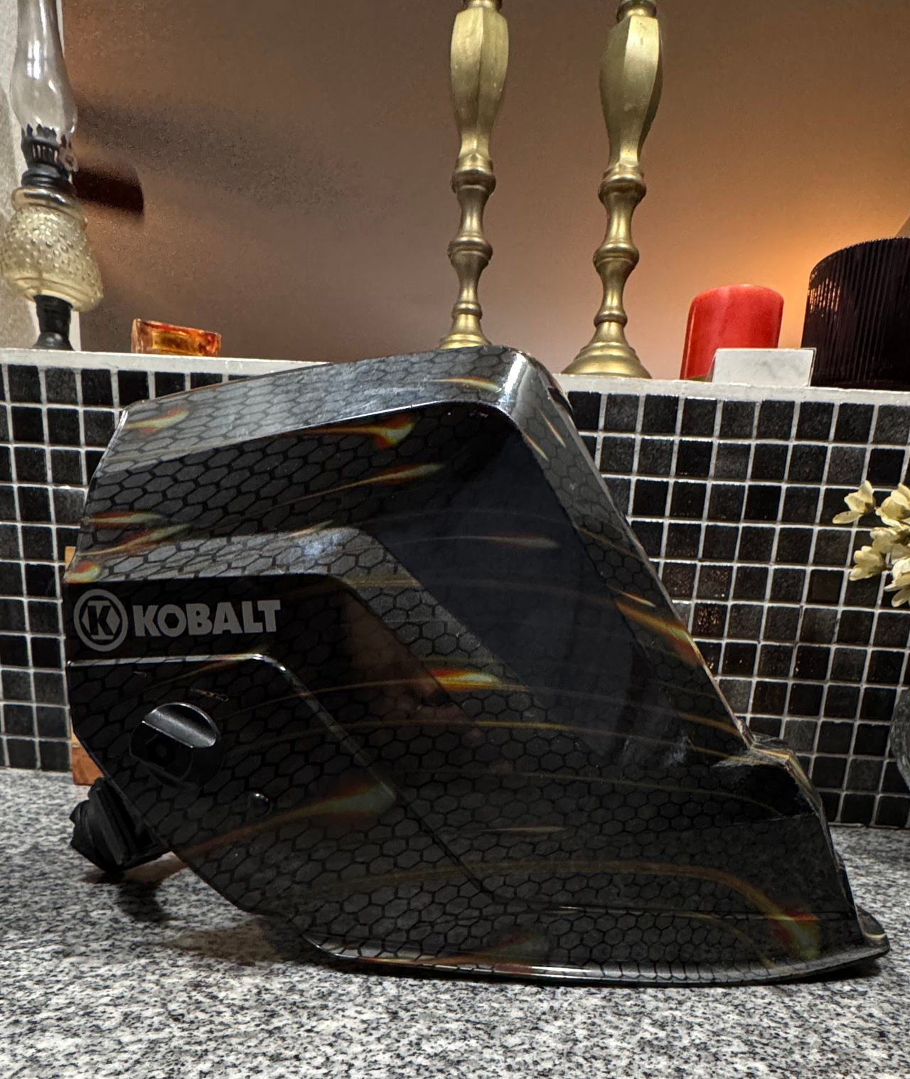 Kobalt Auto-Darkening Welding Helmet with Fire Graphics
