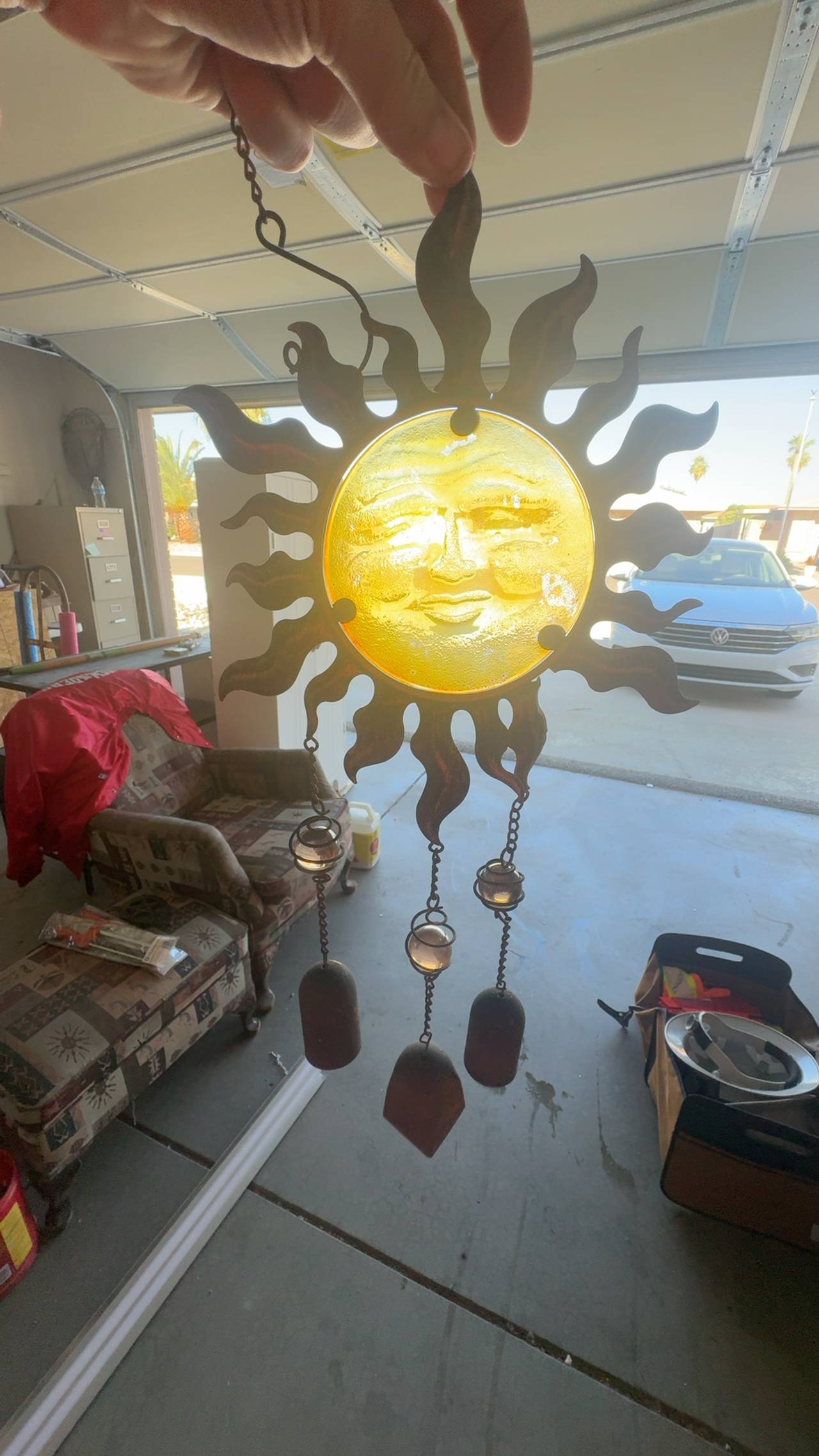 Gold Plated Sun Face Pendant Necklace XL