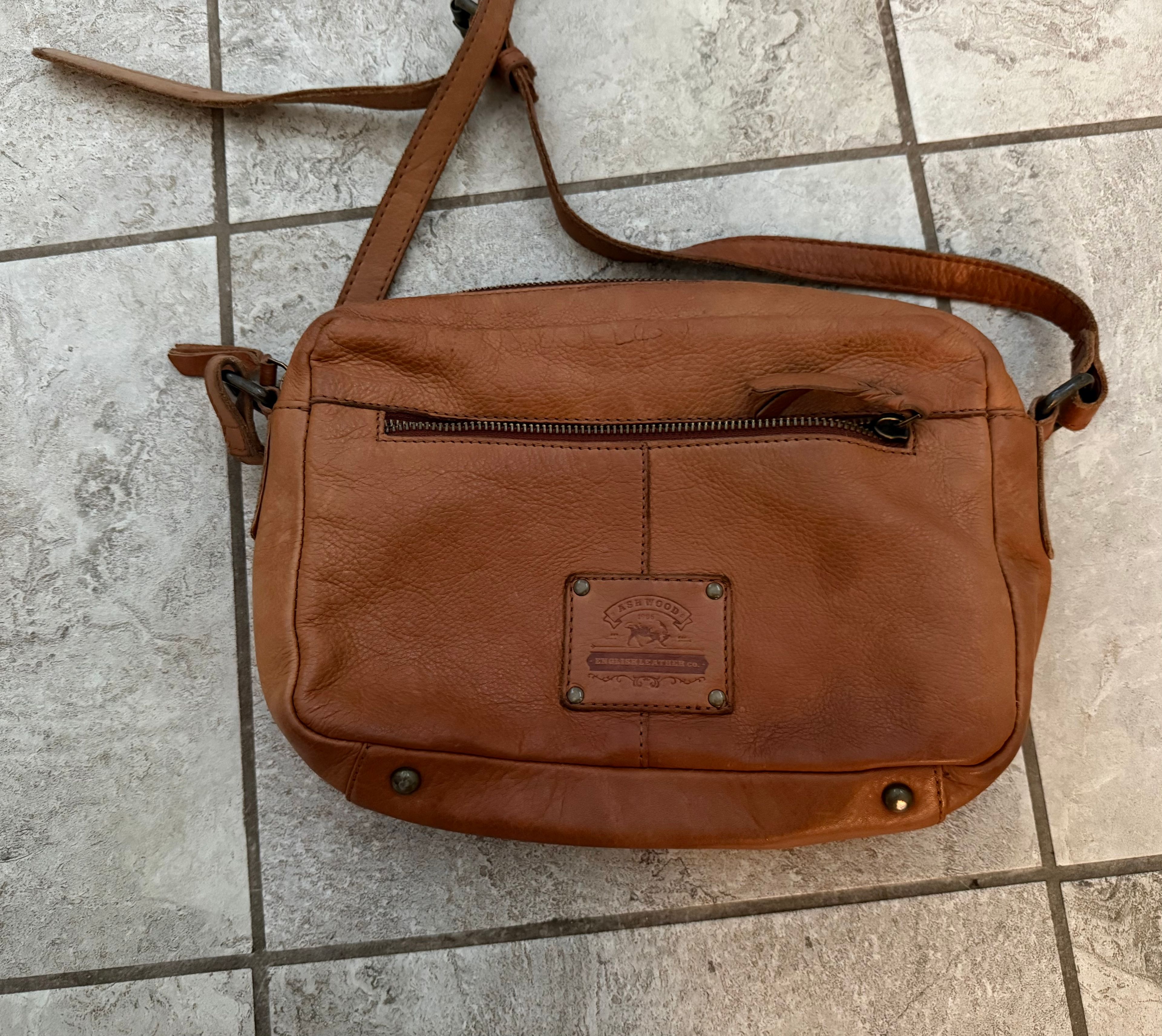 Ashwood Leather Brown Crossbody Bag with Studded Details - Image 5