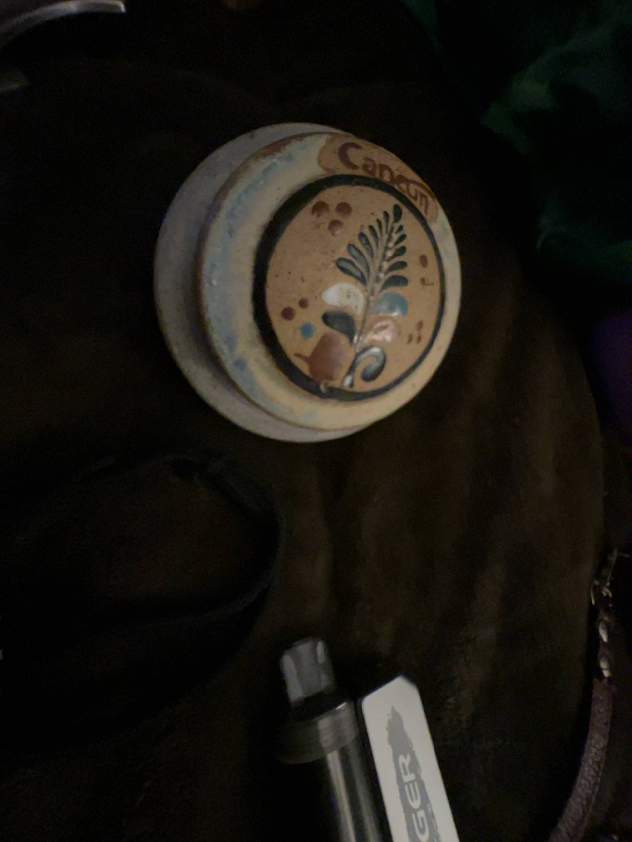 Art Nouveau Hand-Painted Terra Cotta Oval Trinket Box