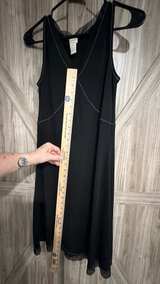 J. Jill Black Sleeveless V-Neck Midi Dress with Contrast Stitching XS Petite - Image 7