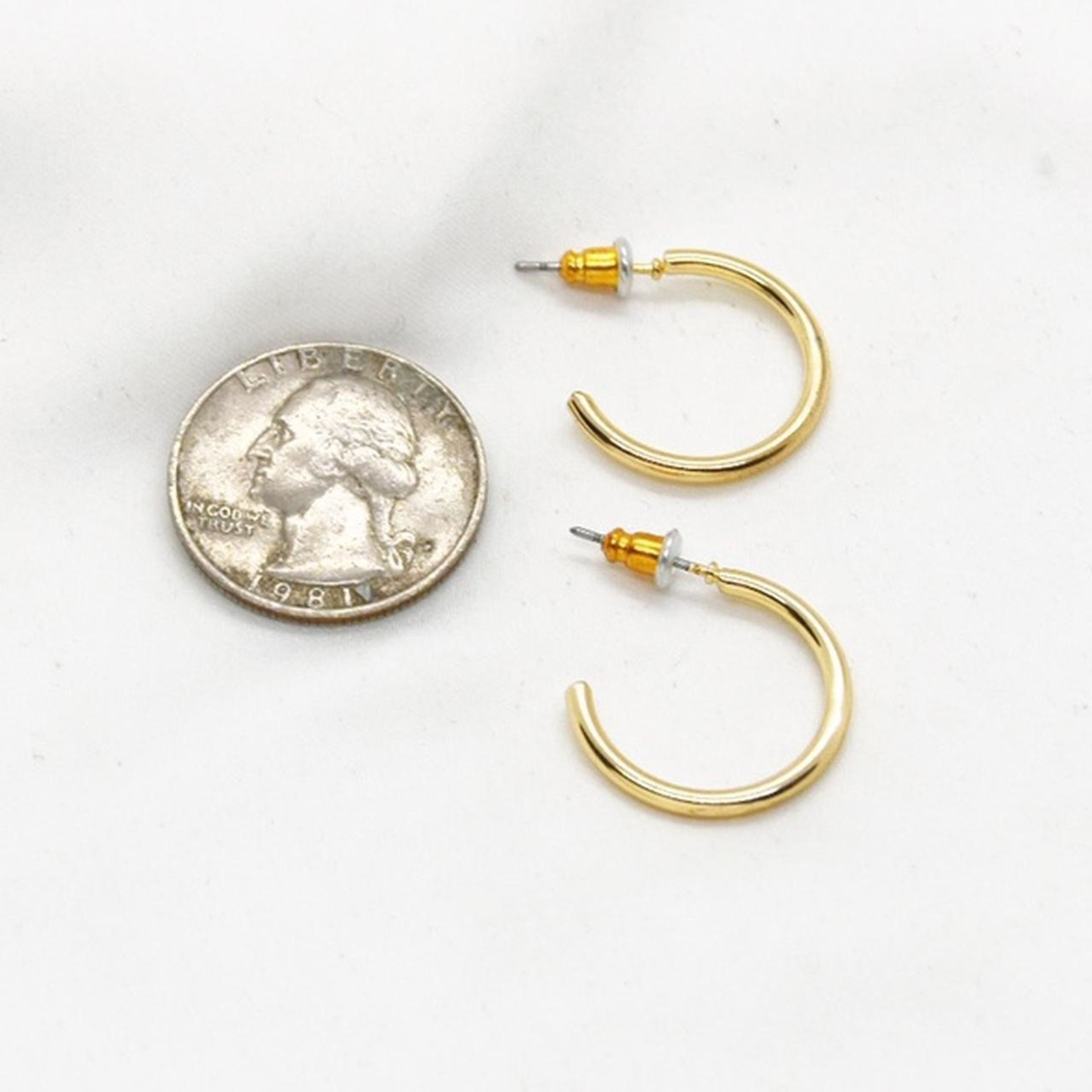Elaine Thin Mini Gold Hoops - Image 2