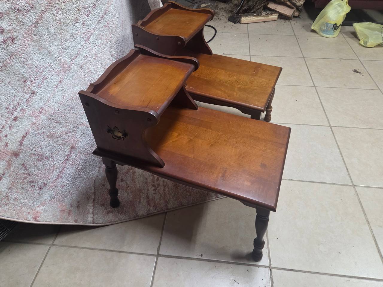 Vintage Wood 2-Tier Step End Tables