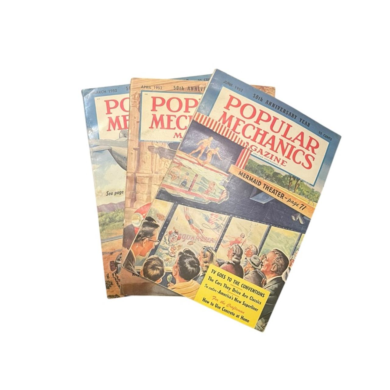 Popular Mechanics Vintage Magazine 3 Total 1952