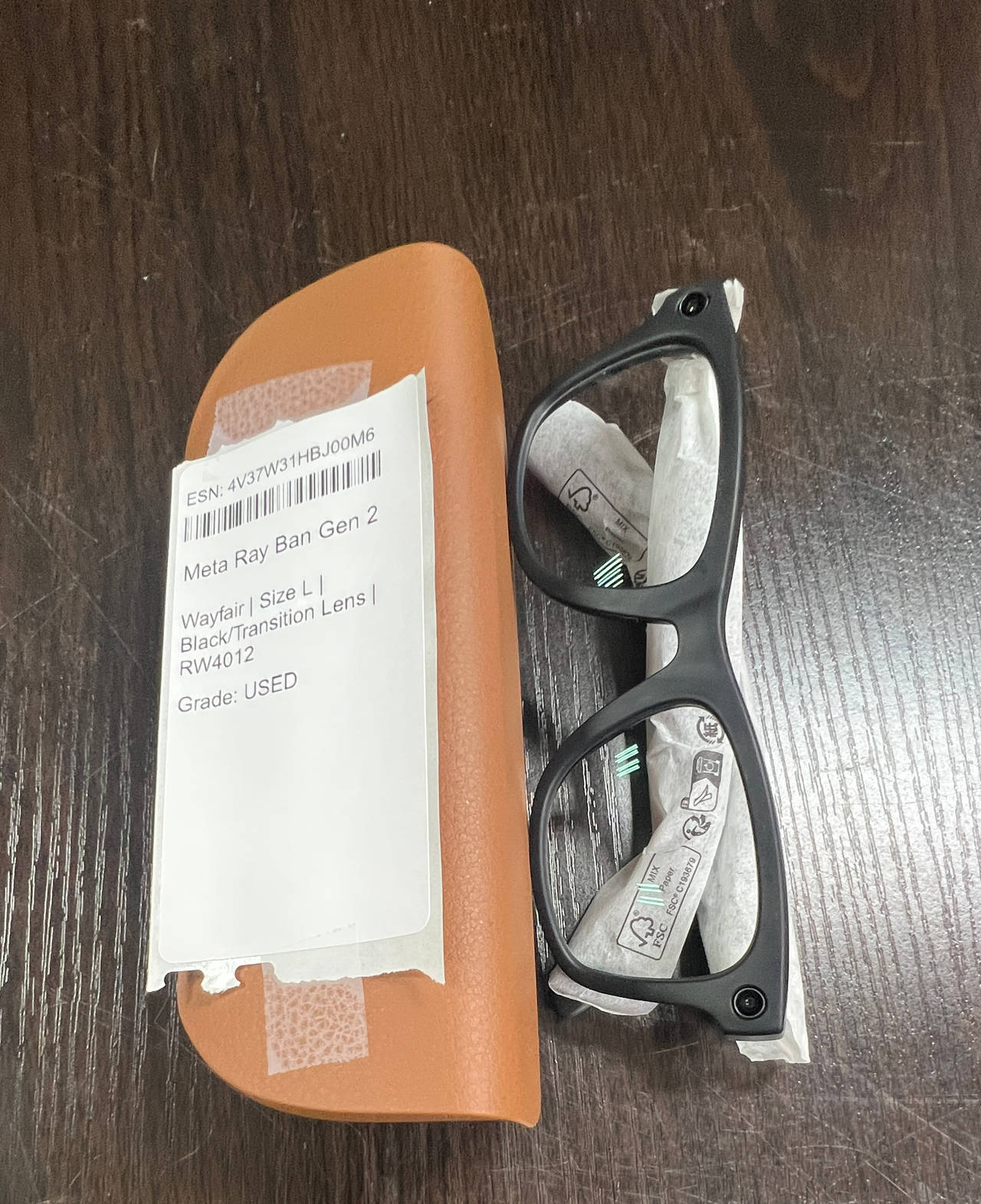 Ray-Ban Meta Wayfarer Smart Glasses Gen 2 Black Transition Lens Size L