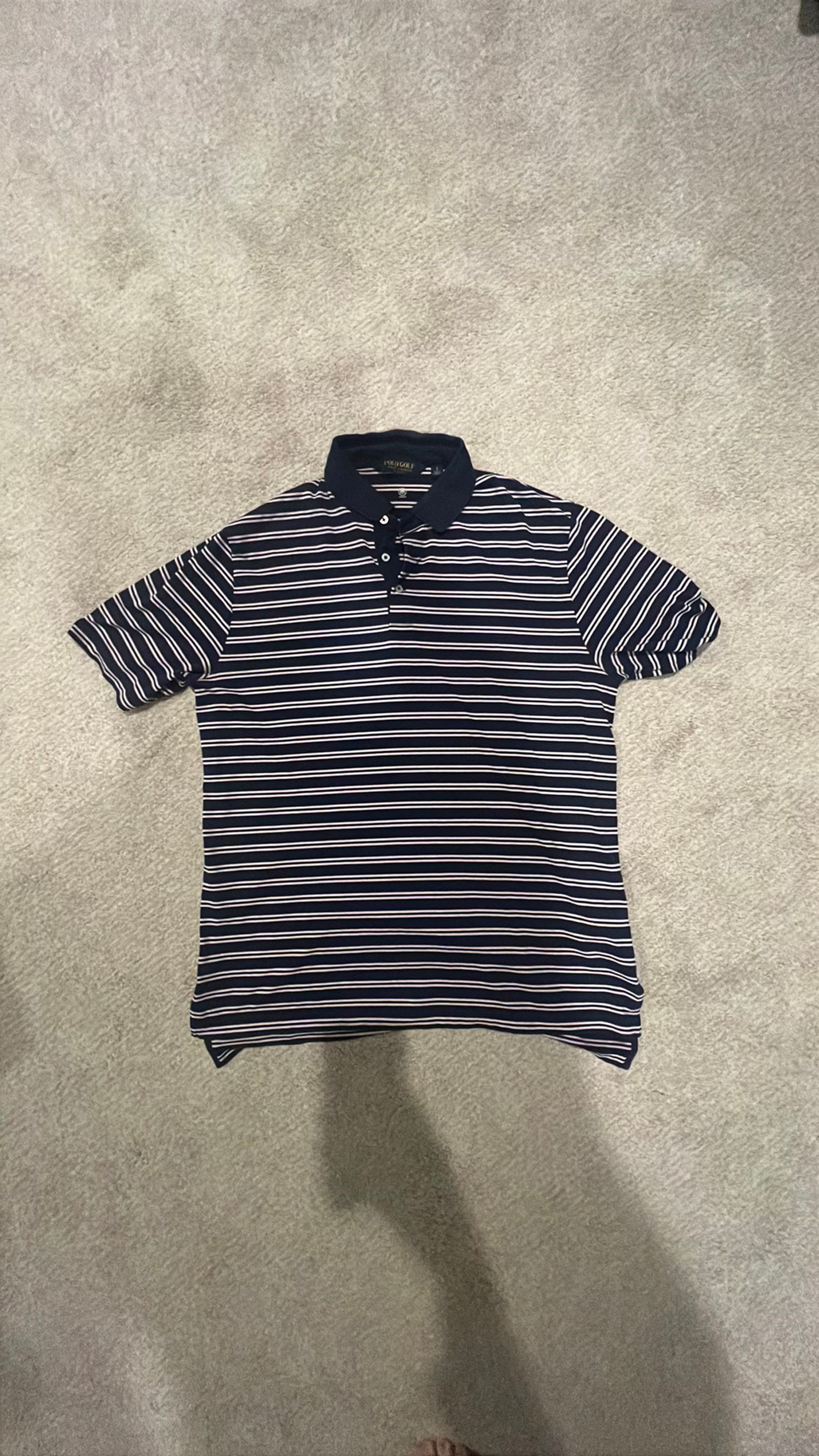 Ralph Lauren Performance Polo Shirt Blue Navy Striped - Image 2