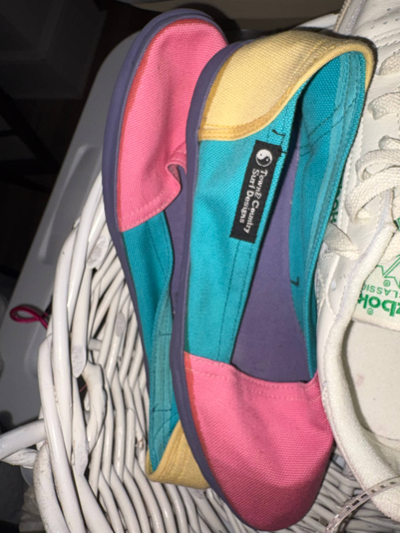 Vintage. brand New Old Stock, Surf Canvas, colorblocked Flats