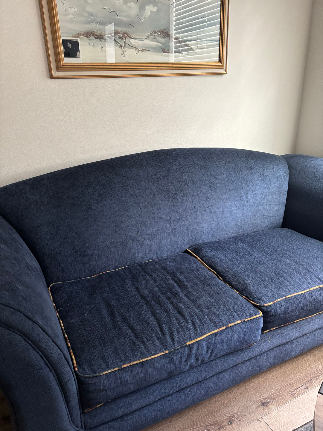 Blue Fabric Loveseat Sofa