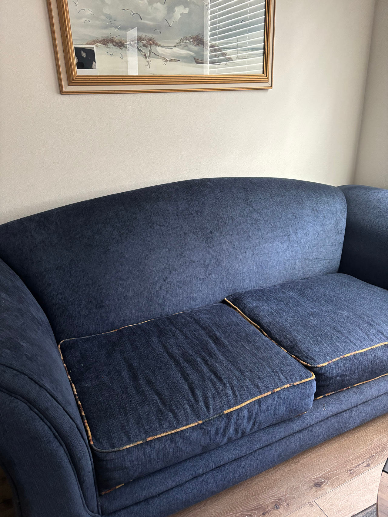 Blue Fabric Loveseat Sofa
