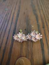 Vintage Pink Enamel Flower Brooch and Earring Set - Image 1