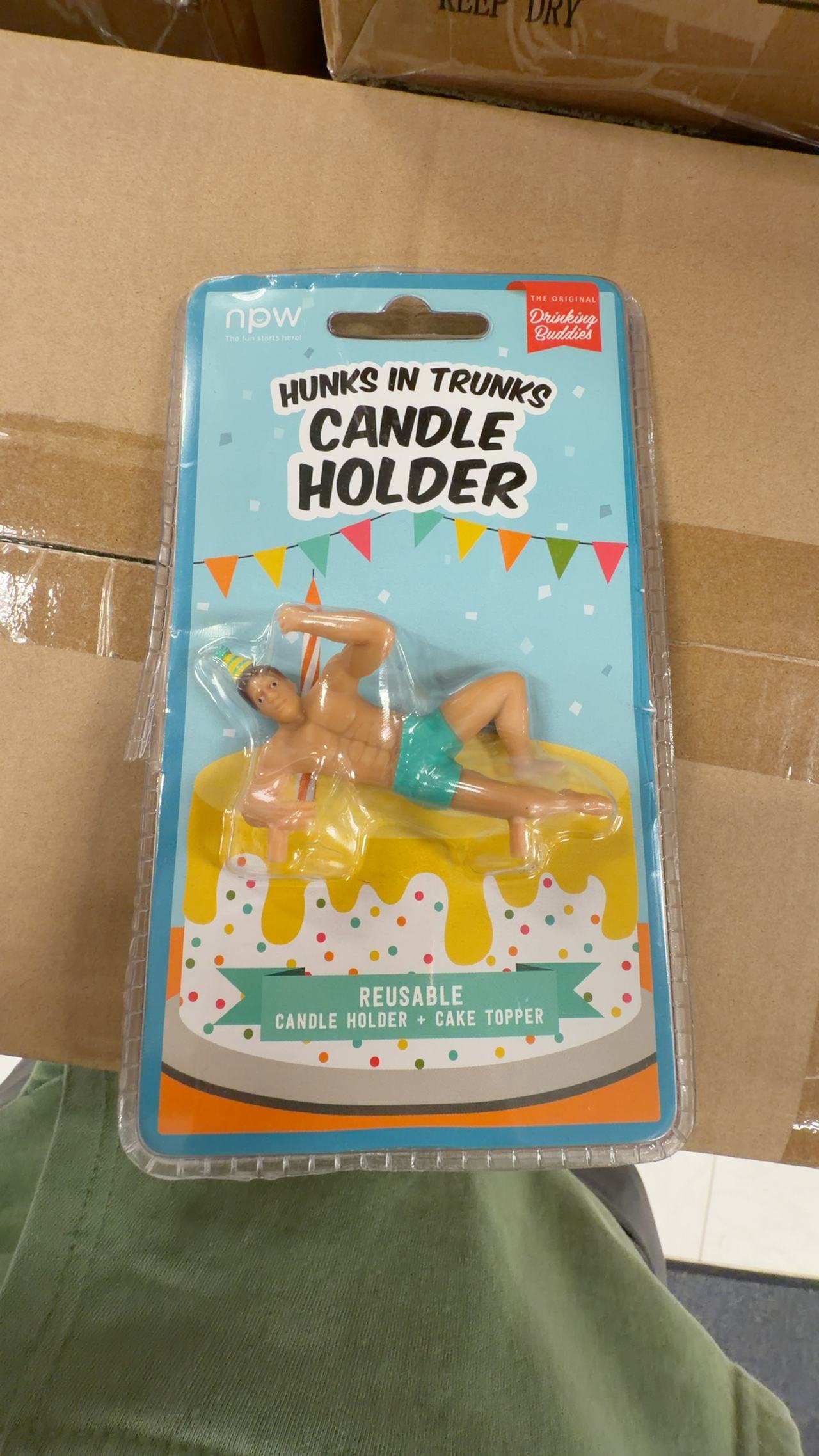 NPW Hunks In Trunks Candle Holder