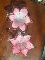 Vintage Pink and White Murano Style Art Glass Flower Bowls - Pair - Image 7