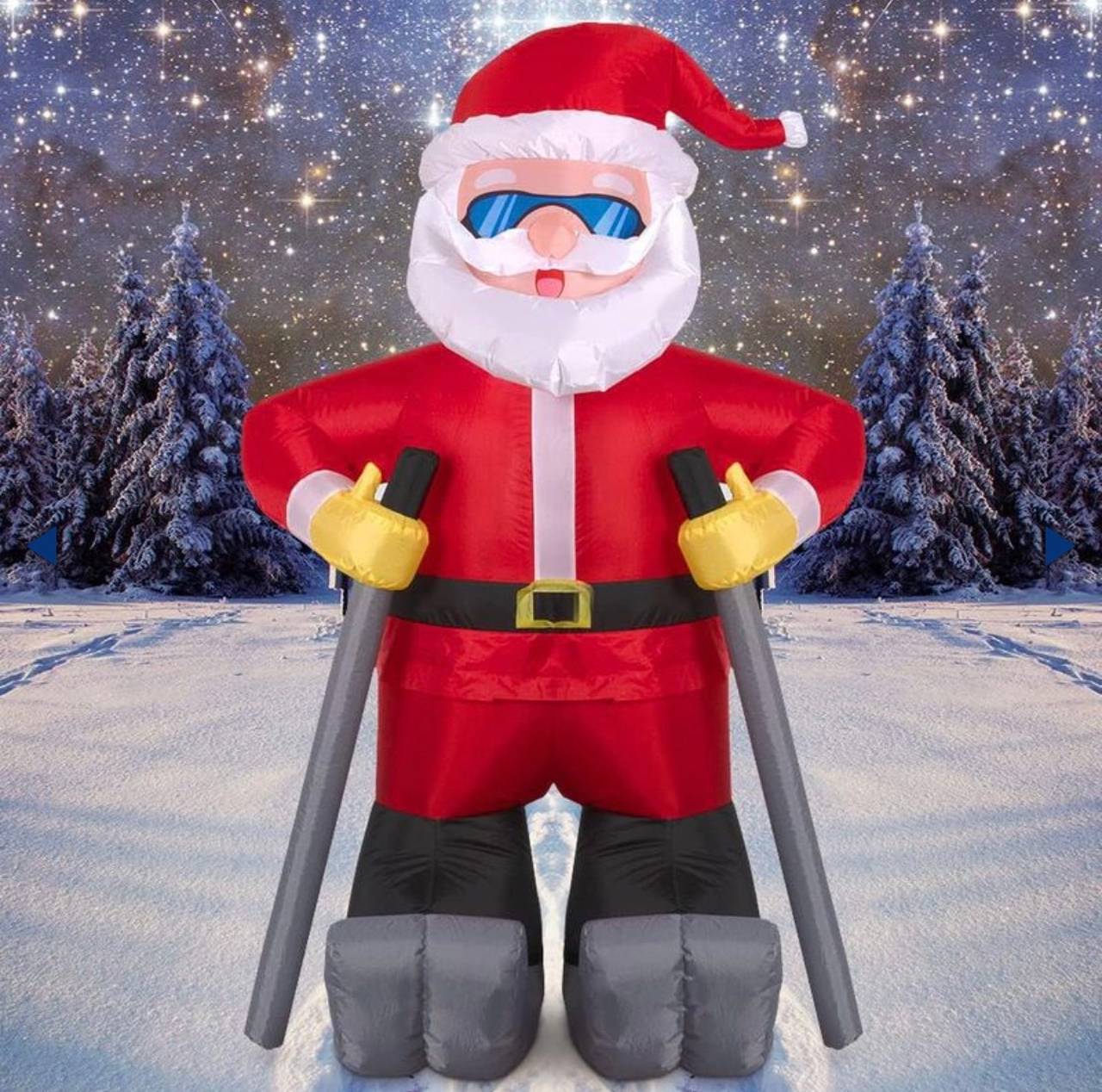 6ft Christmas Inflatable Skiing Santa Claus with Goggles