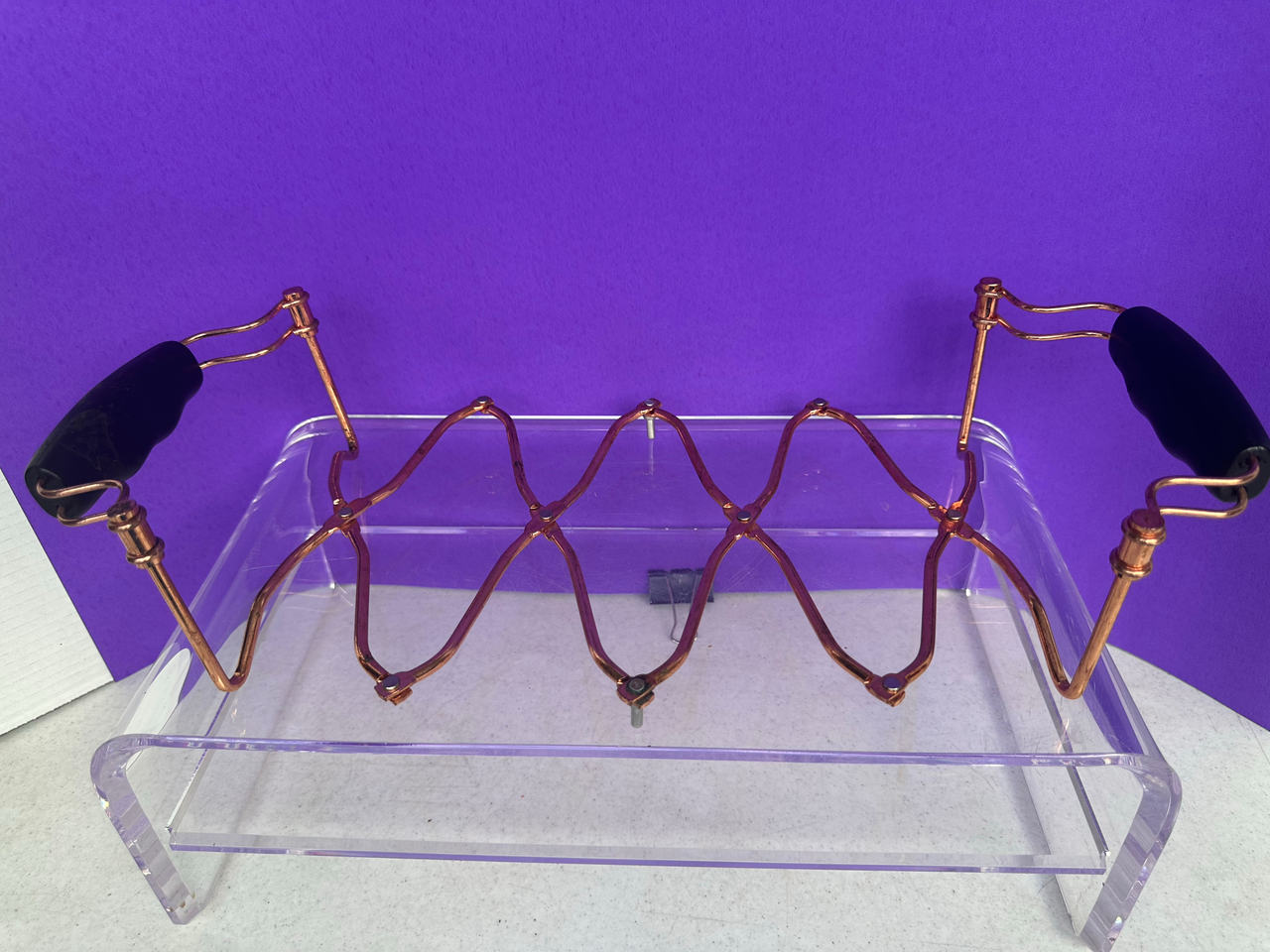 Vintage Adjustable Copper Roasting Rack with Wood Handles
