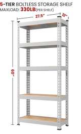 Yaheetech Storage Shelves 5 Tier Heavy Duty Adjustable Metal Shelving Unit NEW - Image 3