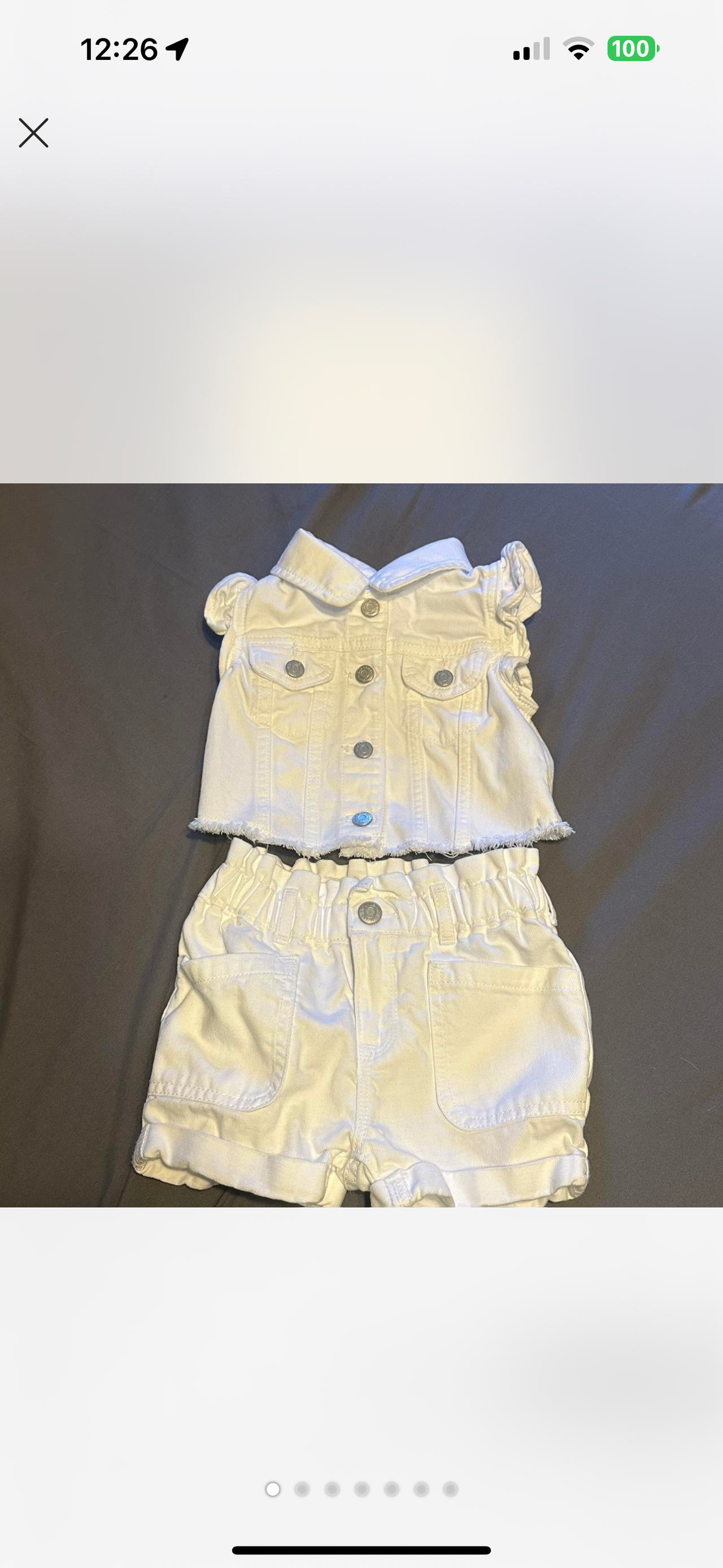 Toddler Girls' White Denim Vest and Shorts Set