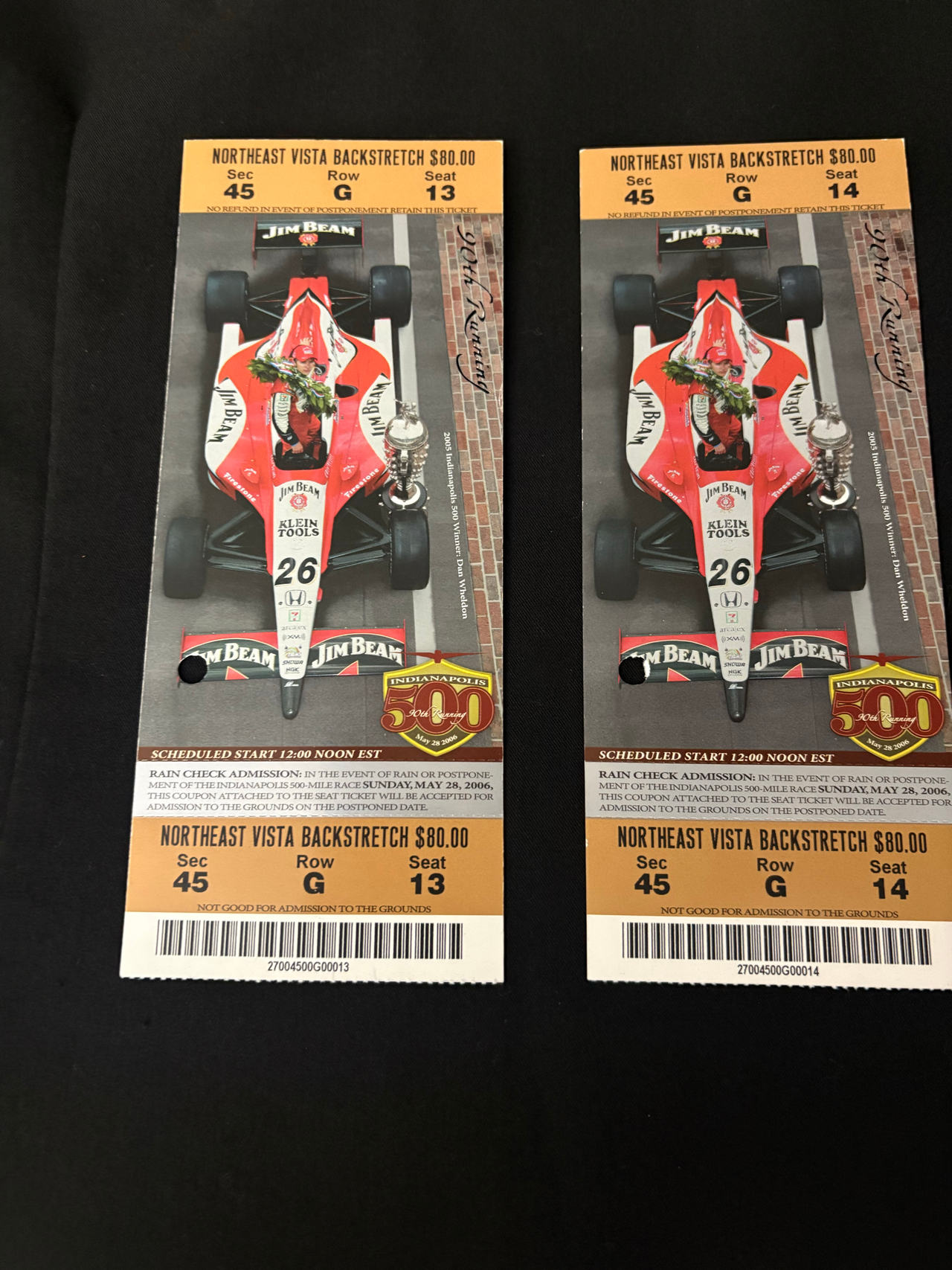 2006 Indianapolis 500 Ticket Stubs (Pair)