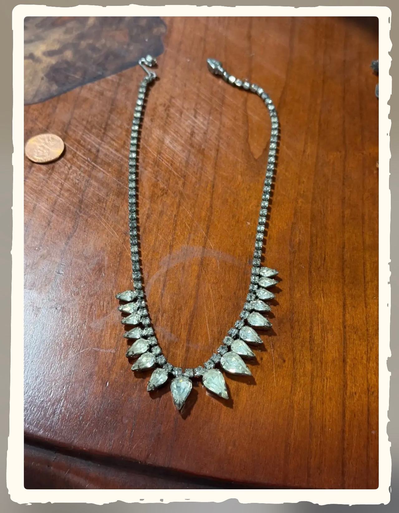 Vintage Rhinestone Fringe Necklace
