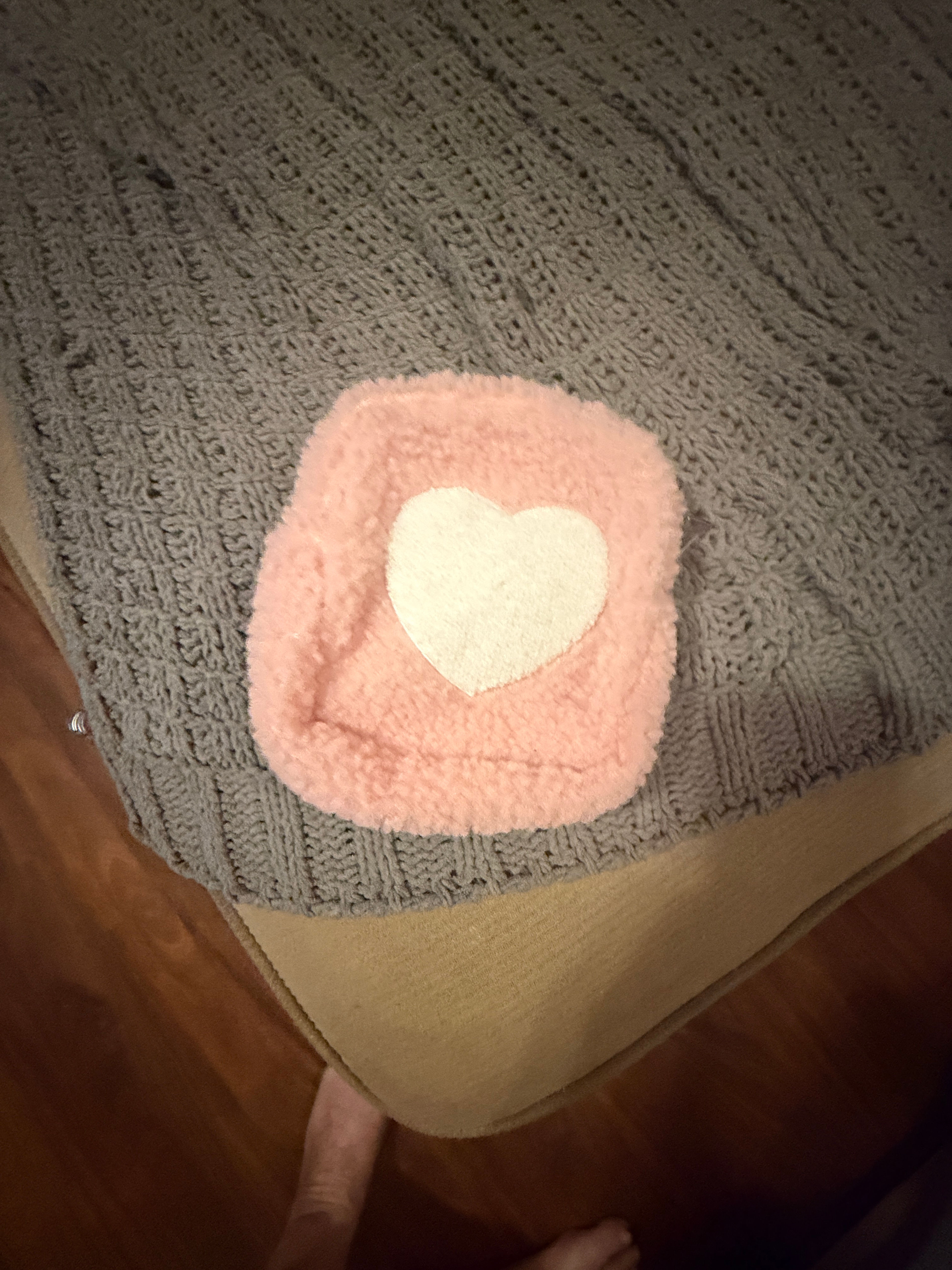 Pink Sherpa Heart Pouch