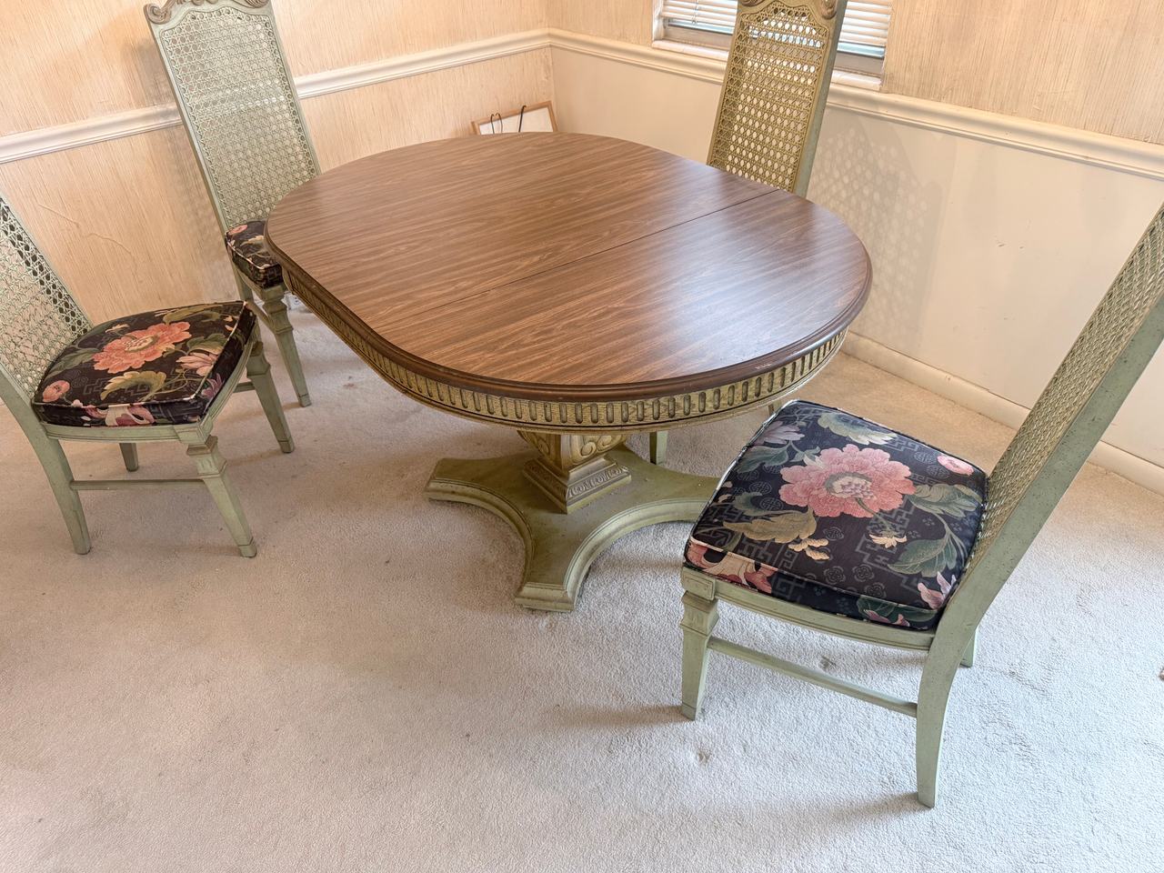 Vintage French Provincial Dining Table and Chairs Set