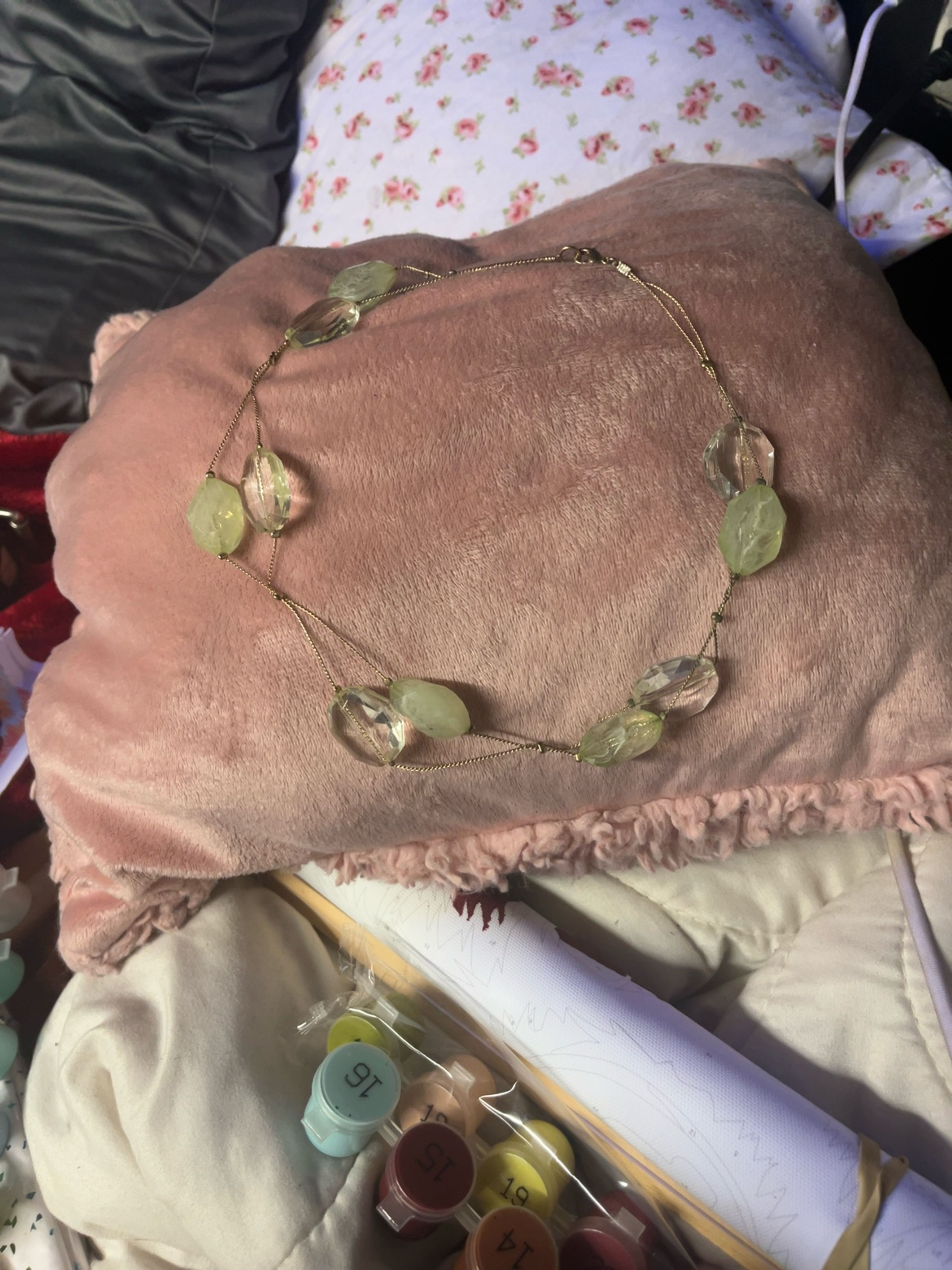 Handmade Sea Glass Bead Necklace – Green 26"