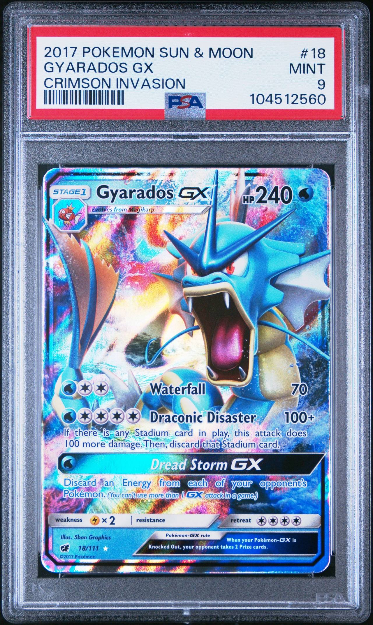 2017 Pokemon Sun & Moon Crimson Invasion Gyarados GX #18 PSA 9 Mint
