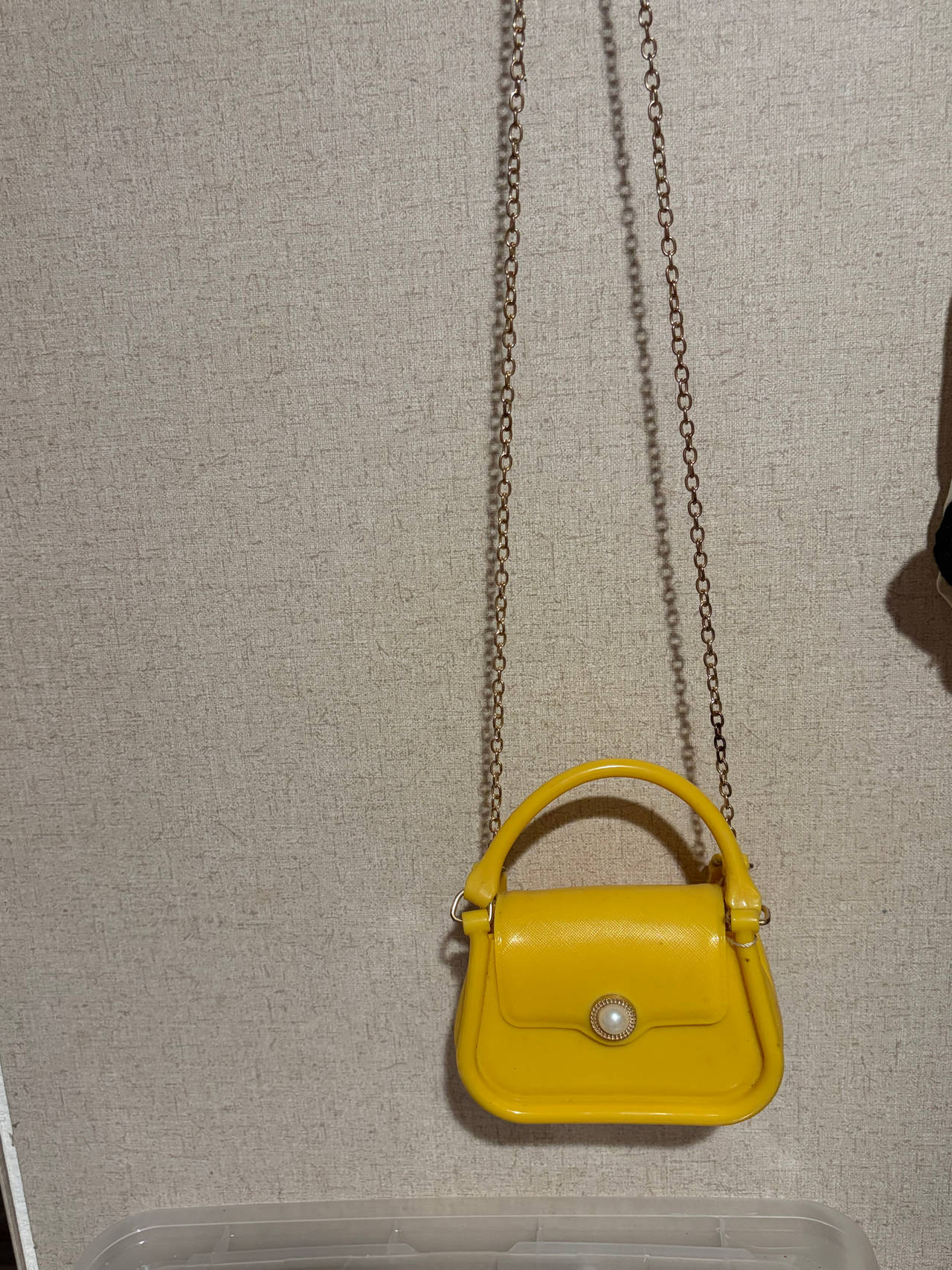 Mini Yellow Jelly Crossbody Bag with Pearl Detail