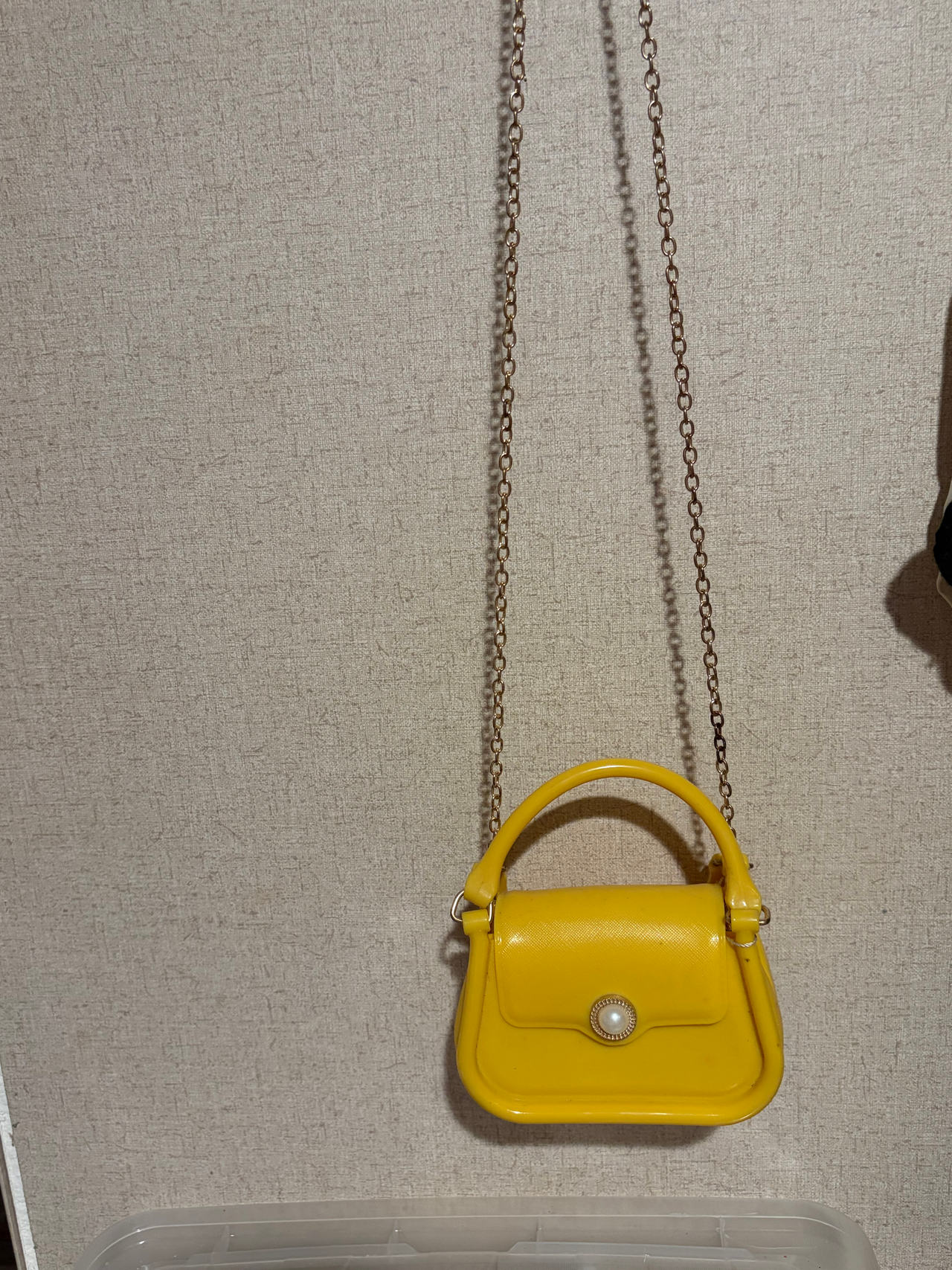 Mini Yellow Jelly Crossbody Bag with Pearl Detail