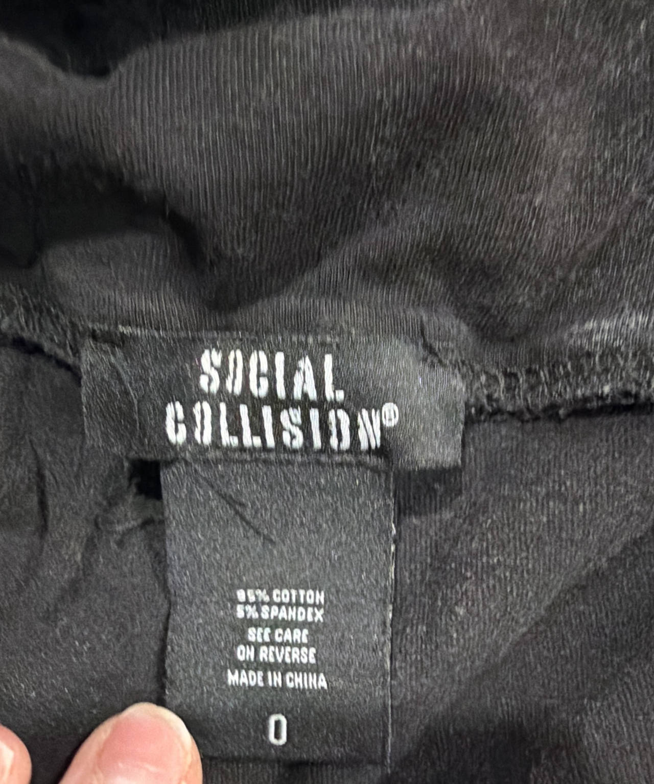 Social Collision Black Cotton Spandex Clothing Size 0 L/XL
