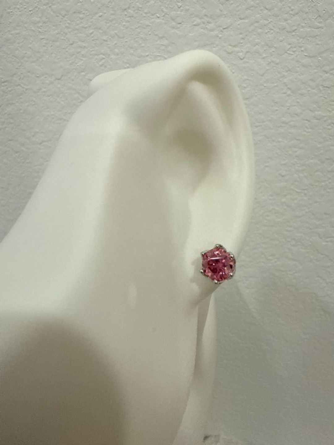 925 Silver Pink Moissanite Earrings Rhodium Plated 2 CTW