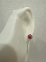 925 Silver Pink Moissanite Earrings Rhodium Plated 2 CTW - Image 1