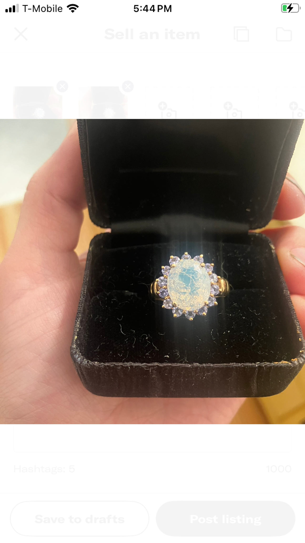 Opal and Diamond Halo Ring