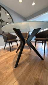 Modern Frosted Glass Dining Set with 4 Chairs - Image 6